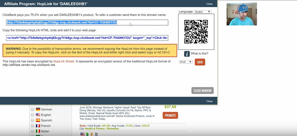 add your hoplink HTML code to your web page