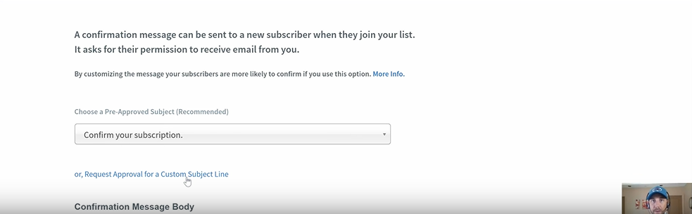 create a confirmation message