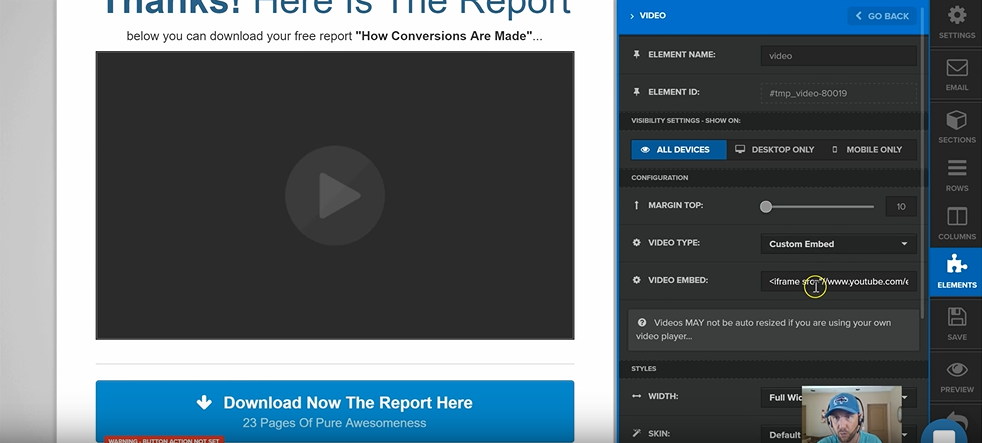 embed the video